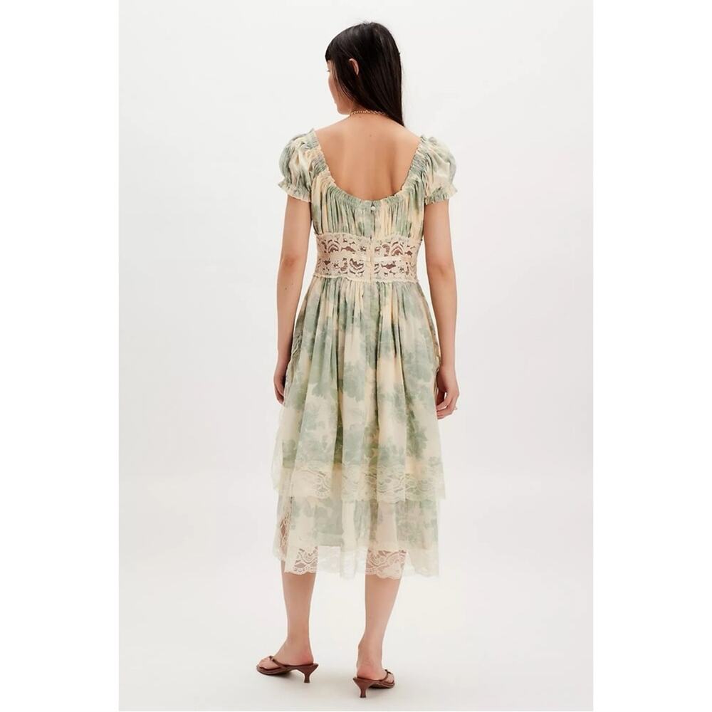 Free People Ethereal Dainty Lace Honeysuckle Floral Printed Midi Dress Large - Picture 4 of 16